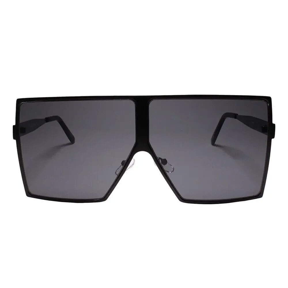 Contemporary Glam XXL Oversized Metal Square Black Sunglasses Women